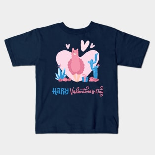 valentines day with cute funny llama love Kids T-Shirt